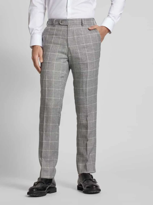 Zdjęcie produktu Spodnie do garnituru o kroju slim fit z mieszanki lnu model ‘SHIVER-G’ Carl Gross Jasnoszary