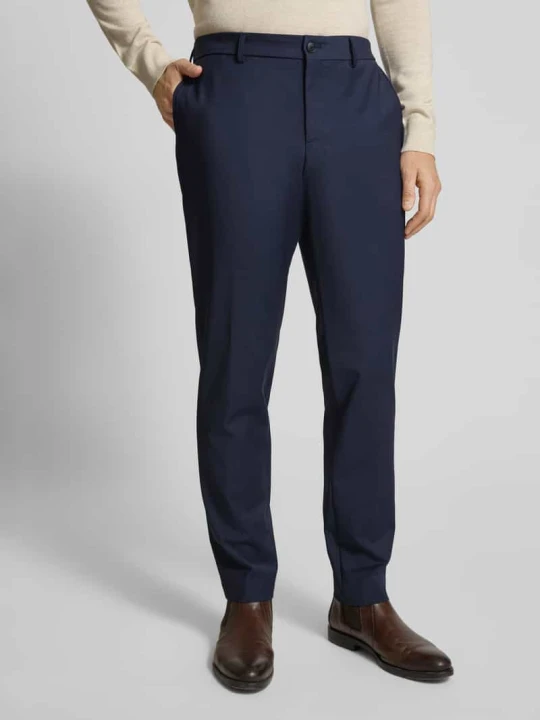 Zdjęcie produktu Spodnie do garnituru o kroju slim fit z mieszanki żywej wełny model ‘GENIUS’ Boss Granatowy