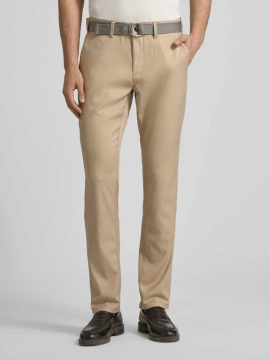 Zdjęcie produktu Spodnie do garnituru o kroju slim fit z paskiem MCNEAL Beżowy