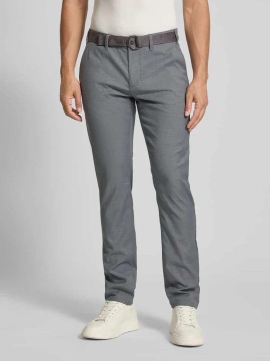 Zdjęcie produktu Spodnie do garnituru o kroju slim fit z paskiem MCNEAL Średnioszary