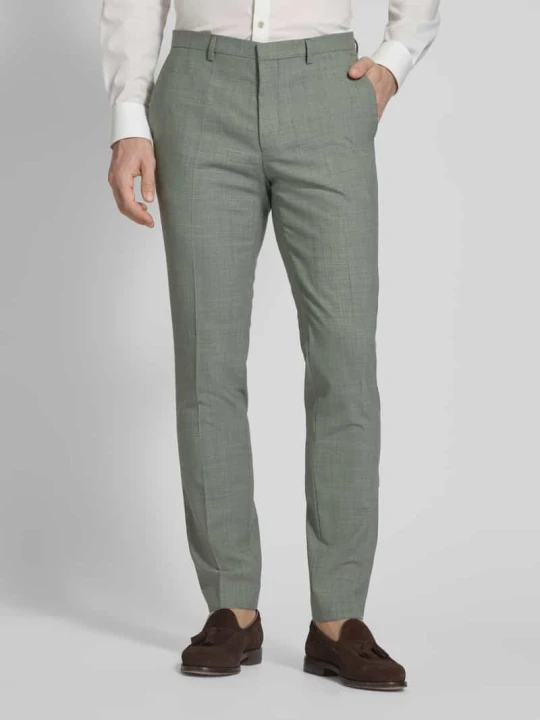 Zdjęcie produktu Spodnie do garnituru o kroju slim fit z zakładkami w pasie model ‘Hesten’ Hugo Khaki