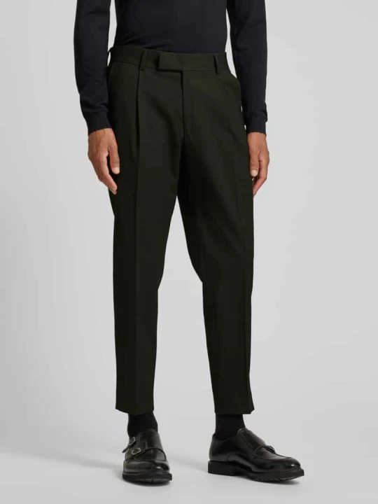 Zdjęcie produktu Spodnie do garnituru o kroju slim fit z zakładkami w pasie model ‘NEAT’ KARL LAGERFELD Oliwkowy