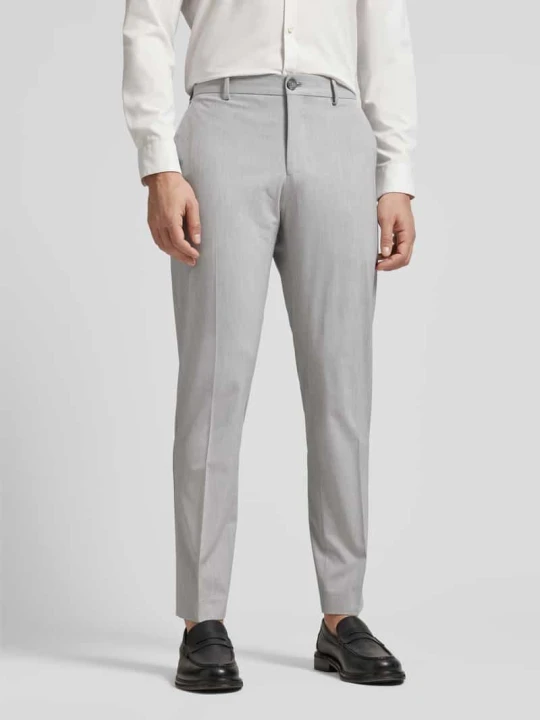 Zdjęcie produktu Spodnie garniturowe w kroju slim fit z zapięciem na guzik i zamek błyskawiczny Selected Jasnoszary