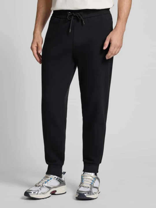 Zdjęcie produktu Spodnie dresowe o kroju regular fit z mieszanki bawełny model ‘LAMONT’ Boss Czarny