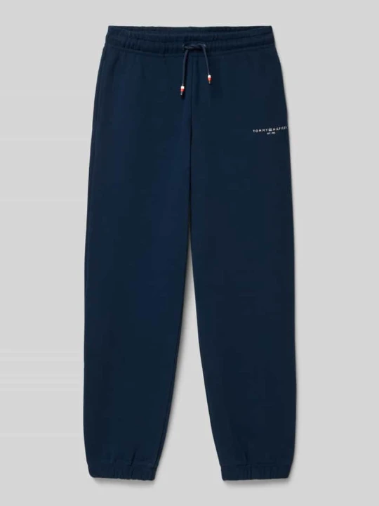 Zdjęcie produktu Spodnie dresowe o kroju regular fit z nadrukiem z logo Tommy Hilfiger Granatowy