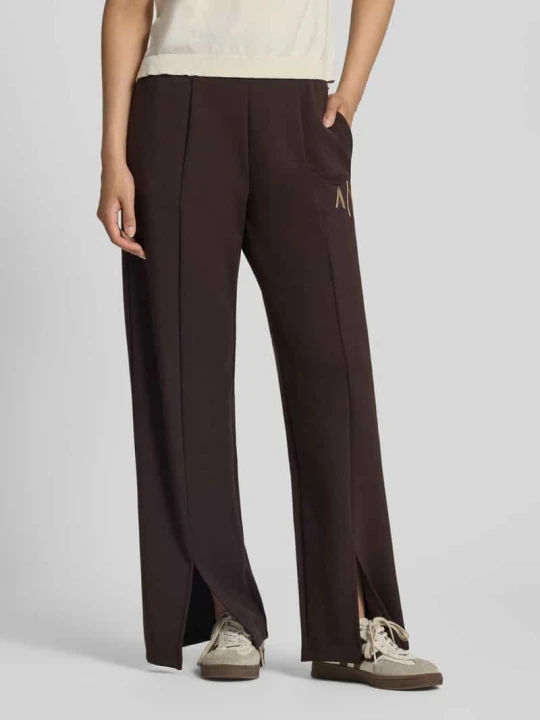 Zdjęcie produktu Spodnie dresowe o kroju straight fit z elastycznej mieszanki wiskozy Armani Exchange Ciemnobrązowy