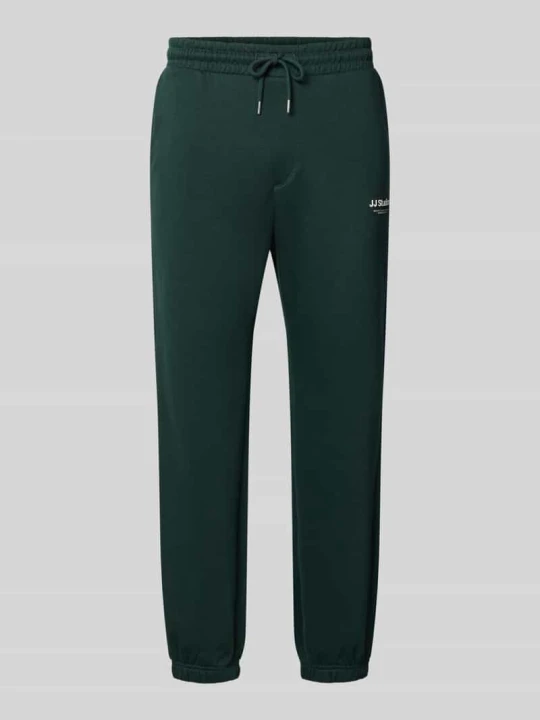 Zdjęcie produktu Spodnie dresowe o kroju straight fit z mieszanki bawełny model 'Kane' Jack&Jones Ciemnozielony
