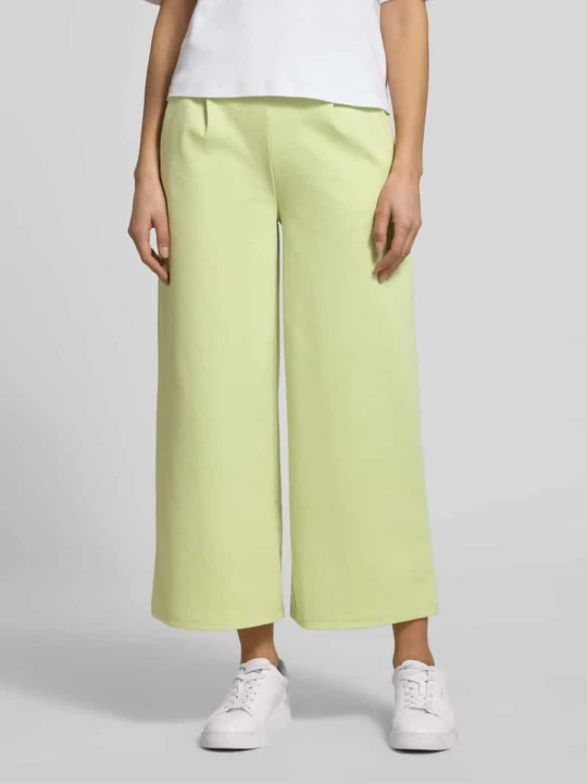Zdjęcie produktu Spodnie dresowe wide leg z elastycznym pasem model 'Kate' Ichi Jasnozielony