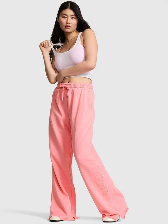 Zdjęcie produktu Spodnie dresowe z szeroką nogawką i rozcięciem Campus Fleece Victoria's Secret Różowy