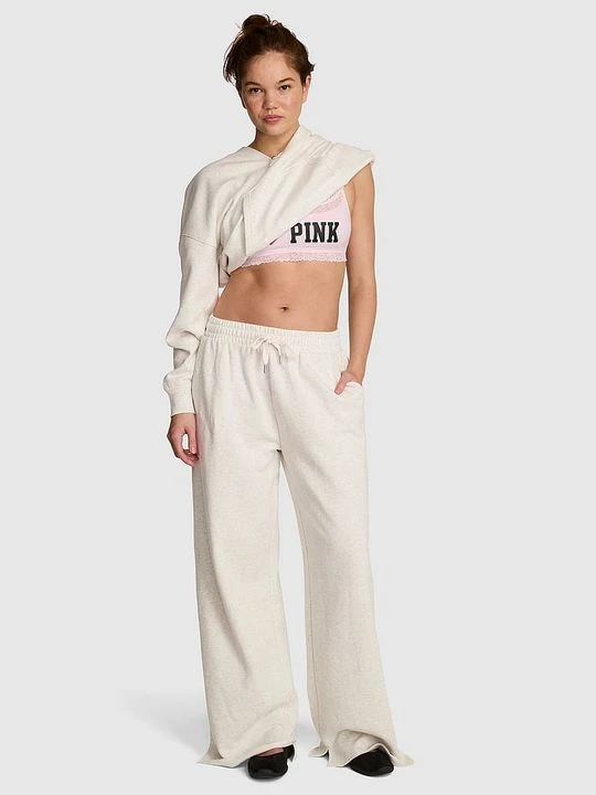 Zdjęcie produktu Spodnie dresowe z szeroką nogawką i rozcięciem Campus Fleece Victoria's Secret Szary