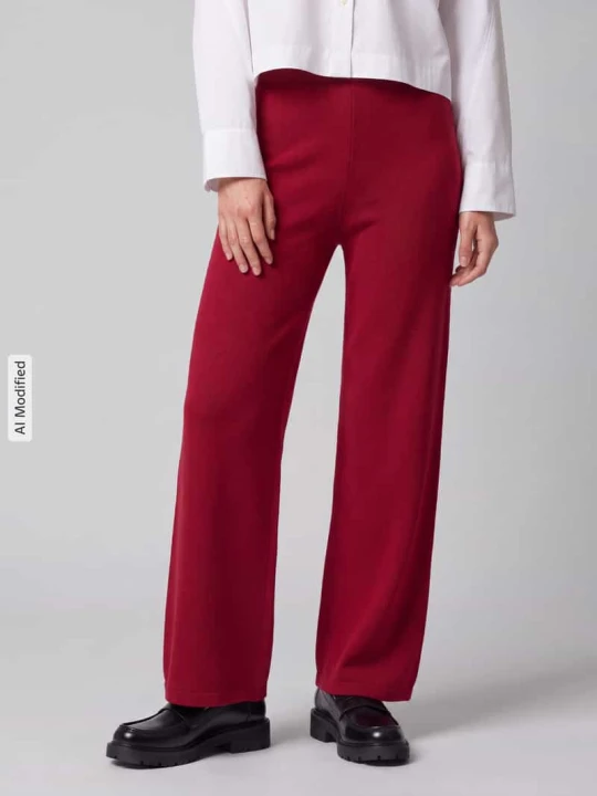 Zdjęcie produktu Spodnie dresowe z szerokimi nogawkami z czystej żywej wełny model 'LGABARRA' MM By Max Mara Czerwony