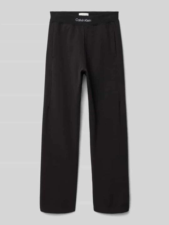 Zdjęcie produktu Spodnie dresowe z wyhaftowanym logo i elastycznym pasem Calvin Klein Jeans Czarny
