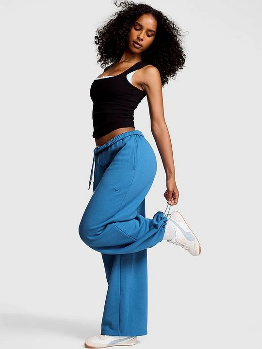 Zdjęcie produktu Spodnie dresowe ze ściągaczem Campus Fleece Victoria's Secret Niebieski