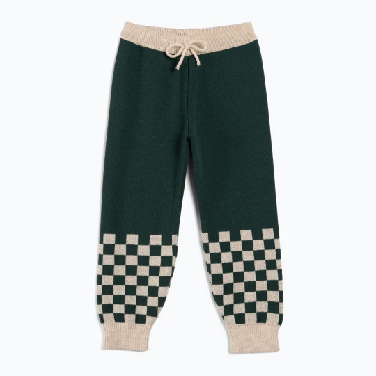 Zdjęcie produktu Spodnie dziecięce KID STORY Merino green chessboard