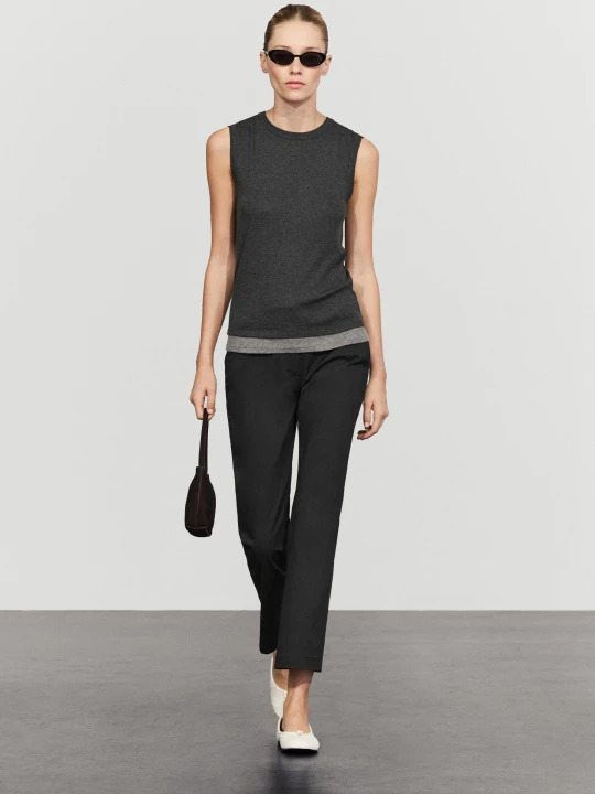 Zdjęcie produktu Spodnie Dzwony Z Domieszką Bawełny - Czarny - Massimo Dutti - Female
