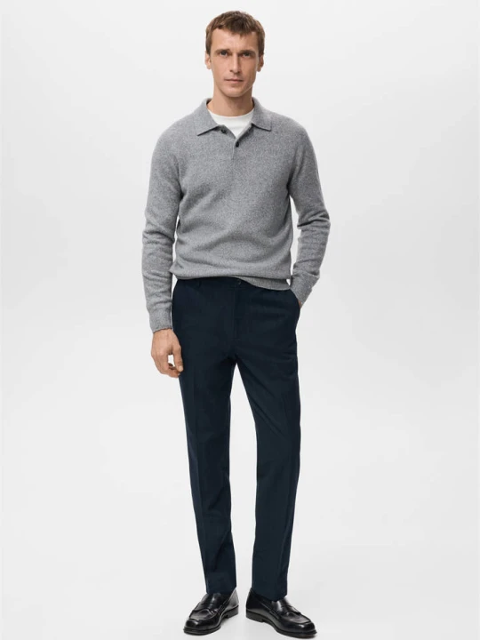 Zdjęcie produktu Spodnie flanelowe slim fit ciemnogranatowy - Mężczyzna - MANGO MAN