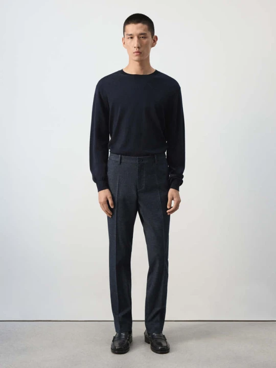 Zdjęcie produktu Spodnie flanelowe slim fit granatowy - Mężczyzna - MANGO MAN