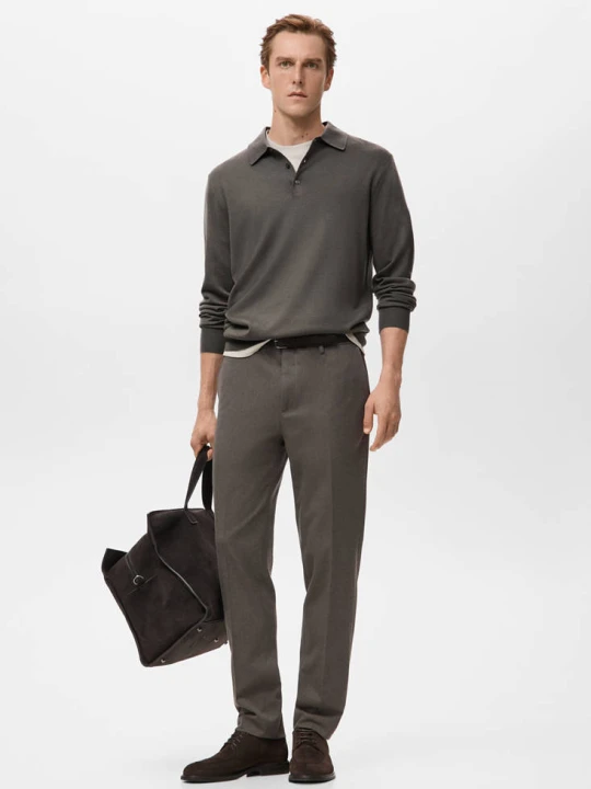 Zdjęcie produktu Spodnie flanelowe slim fit średni brązowy - Mężczyzna - MANGO MAN