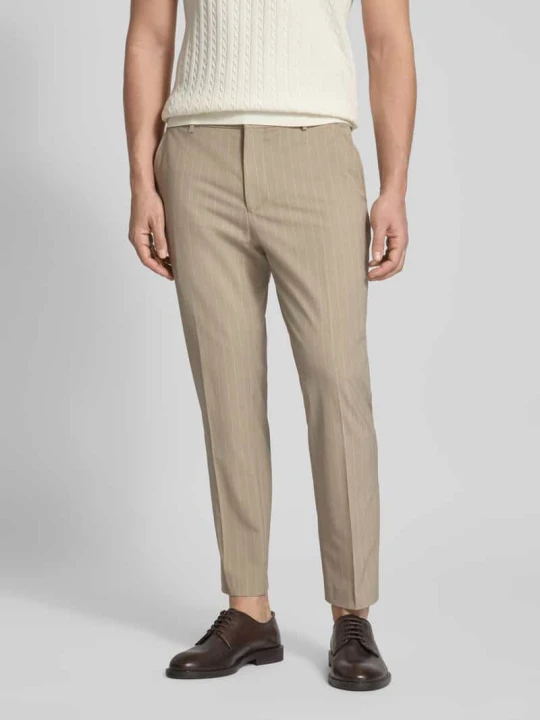 Zdjęcie produktu Spodnie garniturowe o kroju slim fit w prążki Model 'SLIM-LIAM' Selected Piaskowy