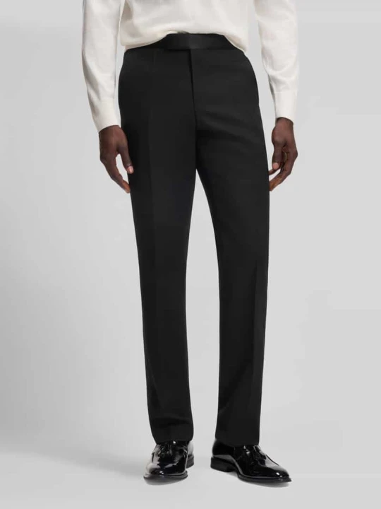 Zdjęcie produktu Spodnie garniturowe o kroju slim fit z czystej żywej wełny model 'Genius-Tux' Boss Czarny