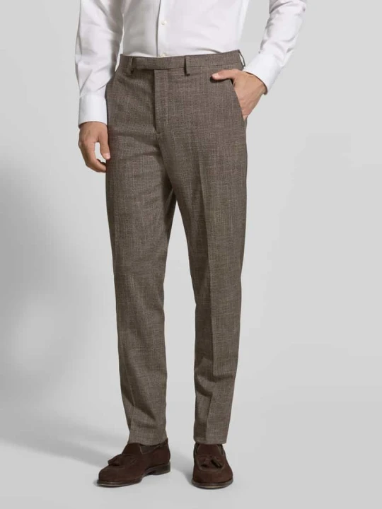 Zdjęcie produktu Spodnie garniturowe o kroju slim fit z dodatkiem wiskozy MCNEAL Średniobrązowy