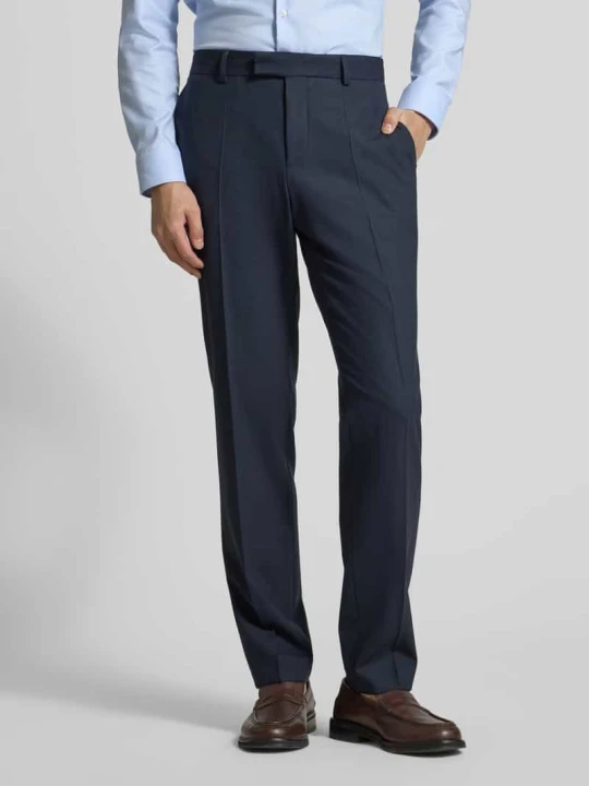 Zdjęcie produktu Spodnie garniturowe o kroju slim fit z dodatkiem żywej wełny Model 'P-GENIUS' Boss Granatowy