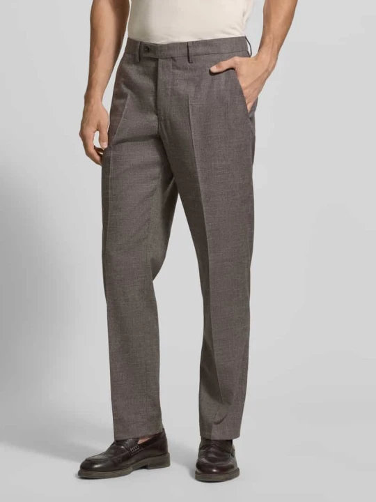 Zdjęcie produktu Spodnie garniturowe o kroju slim fit z kantami Christian Berg Ciemnobrązowy