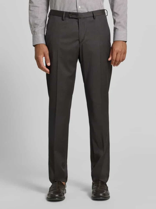 Zdjęcie produktu Spodnie garniturowe o kroju slim fit z kantami model 'Move Apollo' Digel Ciemnobrązowy