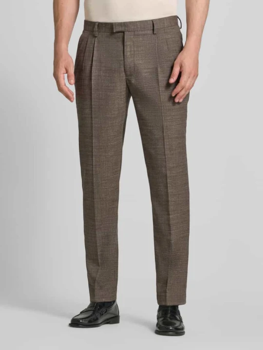Zdjęcie produktu Spodnie garniturowe o kroju slim fit z dodatkiem wiskozy MCNEAL Ciemnobrązowy