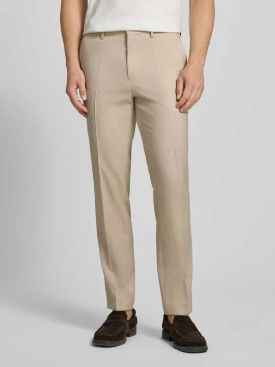 Zdjęcie produktu Spodnie garniturowe o kroju super slim fit z mieszanki żywej wełny model 'HESTEN' Hugo Piaskowy