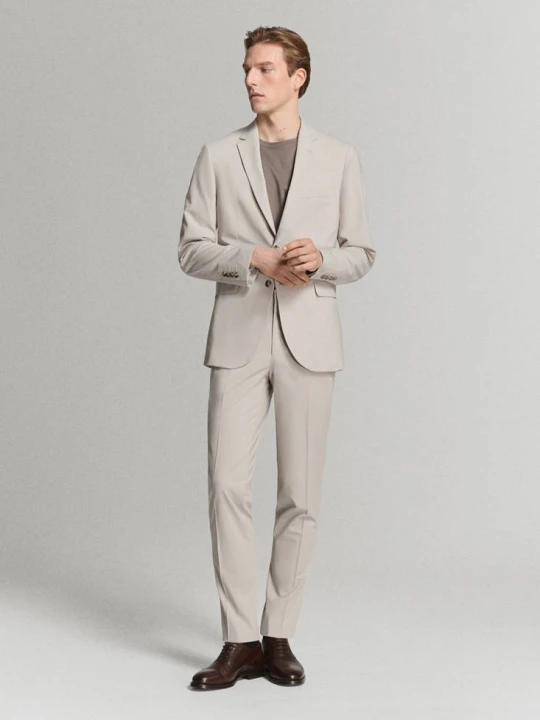 Zdjęcie produktu Spodnie garniturowe París super slim fit kremowy / écru - Mężczyzna - MANGO MAN beżowy