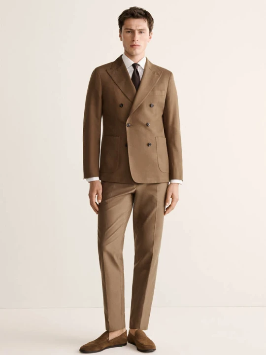 Zdjęcie produktu Spodnie garniturowe z lyocellu i bawełny slim fit tabaczkowy brąz - Mężczyzna - MANGO MAN