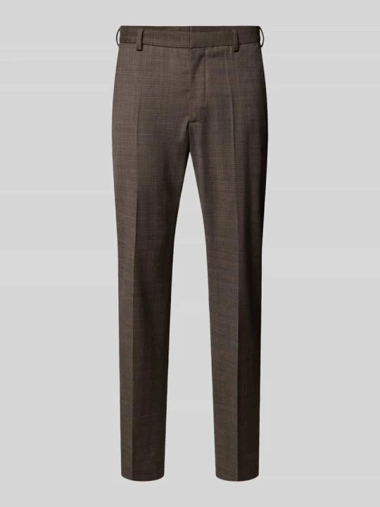 Zdjęcie produktu Spodnie garniturowe z mieszanki wełny dziewiczej z kantami Model 'Ryan' Pierre Cardin Orzechowy