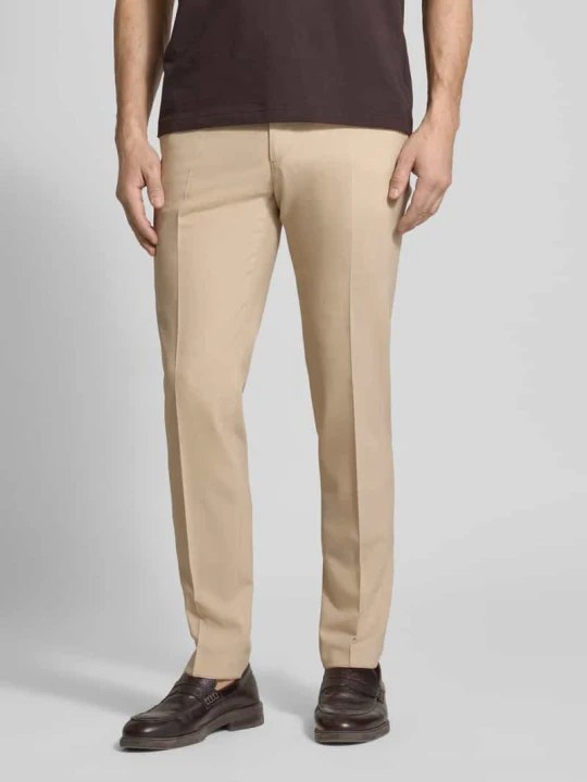 Zdjęcie produktu Spodnie garniturowe o kroju slim fit z mieszanki żywej wełny z kieszeniami z wypustkami z tyłu model 'Apollo' Digel Beżowy