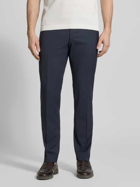 Zdjęcie produktu Spodnie garniturowe o kroju slim fit z mieszanki żywej wełny z kieszeniami z wypustkami z tyłu model 'Apollo' Digel Granatowy