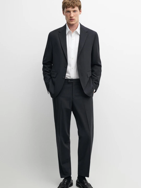 Zdjęcie produktu Spodnie Garniturowe Z Wełną - Granatowy - Massimo Dutti - Male