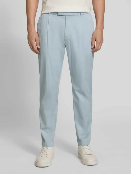 Zdjęcie produktu Spodnie garniturowe o kroju slim fit z zaszewkami i francuskimi wpuszczanymi kieszeniami CINQUE Jasnoniebieski