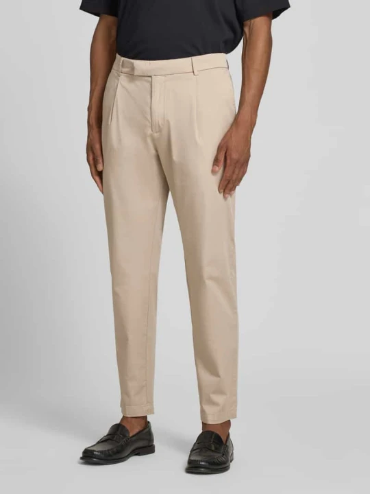 Zdjęcie produktu Spodnie garniturowe o kroju slim fit z zaszewkami i francuskimi wpuszczanymi kieszeniami CINQUE Beżowy