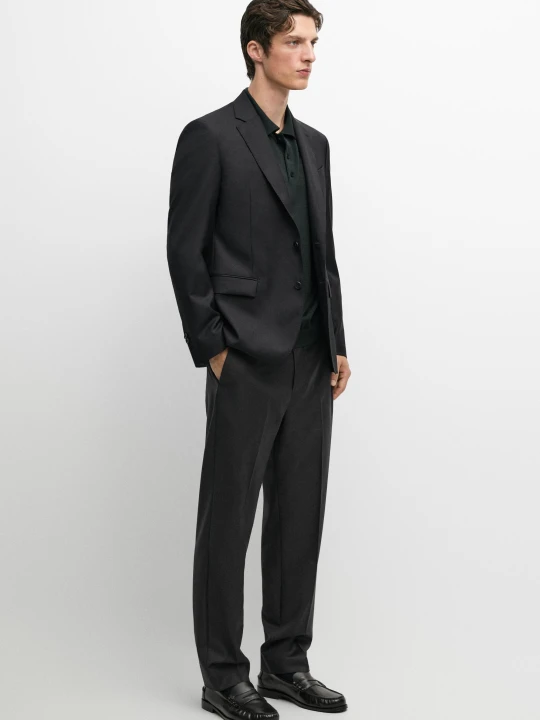 Zdjęcie produktu Spodnie Garniturowe Ze 100% Wełny - Brudnoszary - Massimo Dutti - Male