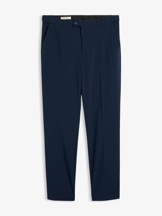 Zdjęcie produktu Spodnie garniturowe ze stretchem, z elastyczną talią, modern fit BonPrix niebieski