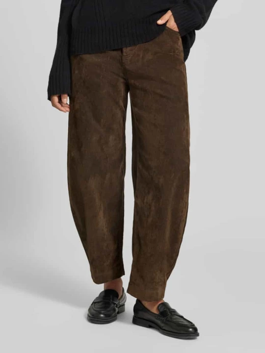 Zdjęcie produktu Spodnie High Waist Barrel Fit z wpuszczanymi kieszeniami Liu Jo Ciemnobrązowy