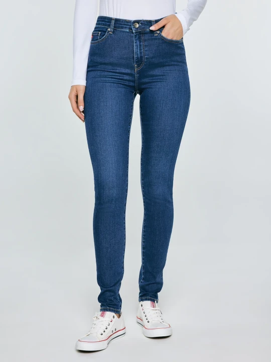 Zdjęcie produktu jeansy damskie skinny z wysokim stanem granatowe clara 658 Big Star