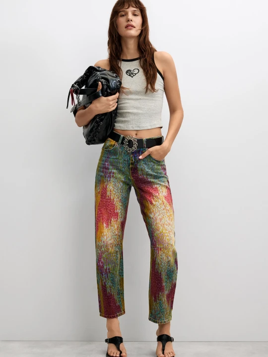 Zdjęcie produktu spodnie jeansowe balloon tie dye Desigual niebieski