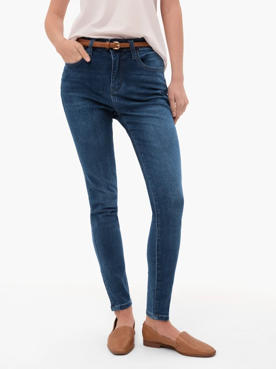 Zdjęcie produktu Spodnie jeansowe rurki, High skinny, D-LADY Volcano Niebieski