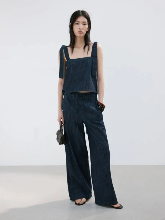 Zdjęcie produktu Spodnie jeansowe wide leg niebieski - Kobieta - - MANGO