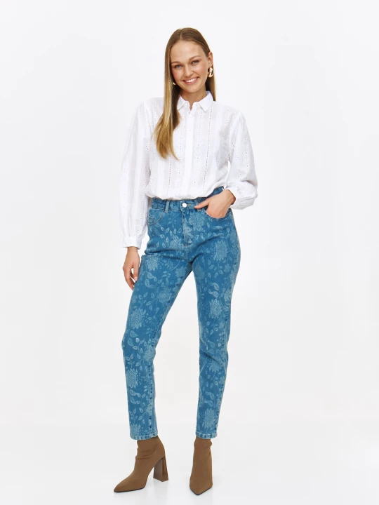 Zdjęcie produktu Spodnie jeansowe z efektownym nadrukiem paisley TOP SECRET Niebieski