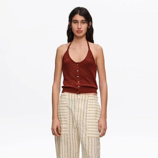 Zdjęcie produktu Spodnie jogger bawełna patchwork paski ochra BIMBA Y LOLA MUSTARD