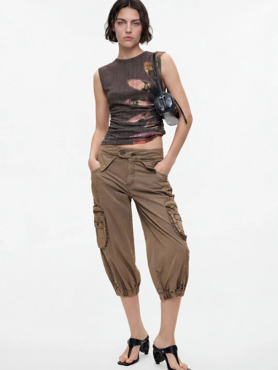 Zdjęcie produktu Spodnie jogger kieszenie 100% bawełna Desigual brązowy