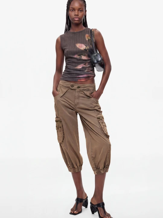 Zdjęcie produktu Spodnie jogger kieszenie 100% bawełna Desigual brązowy