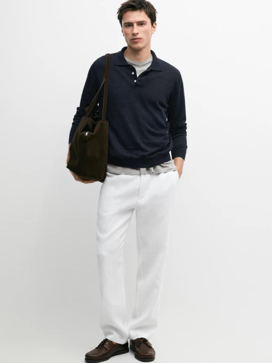Zdjęcie produktu Spodnie Jogger Z Lnu - Biały - Massimo Dutti - Male